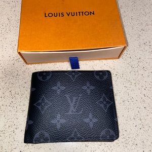 Louis Vuttion Black monogram wallet with initials